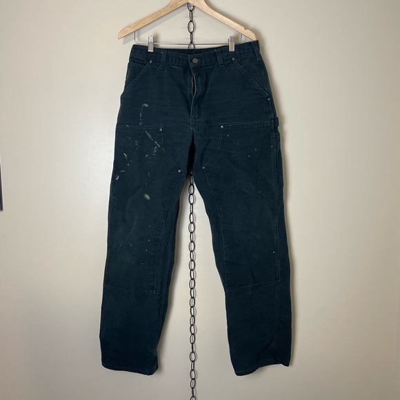 Vintage Carhartt Black Double Knees Workwear Pants - Picture 1 of 5
